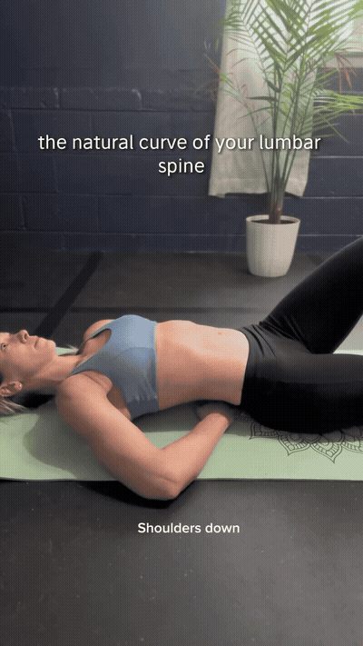 The natural curve of your lumbar spine. Now gently pull your shoulder 