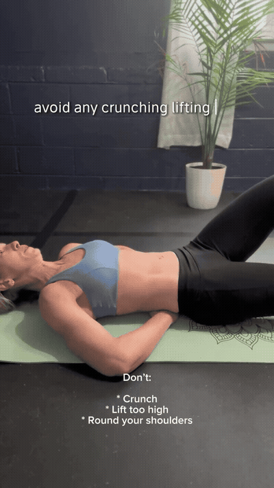 Avoid any crunching lifting too high or letting your shoulders round f