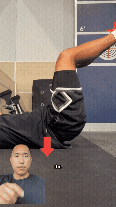 Into the floor. Lift your tailbone off the floor, but here's the key.