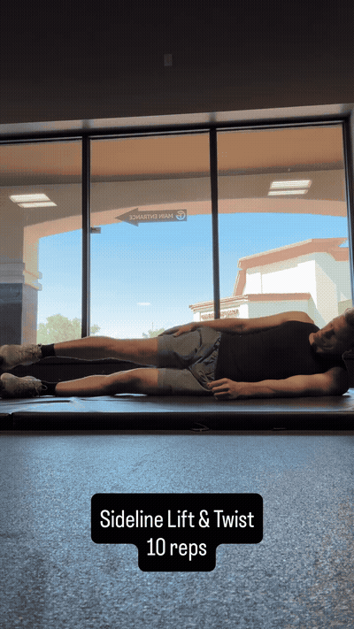 Do eight reps each side two to three times per week. Follow these up w