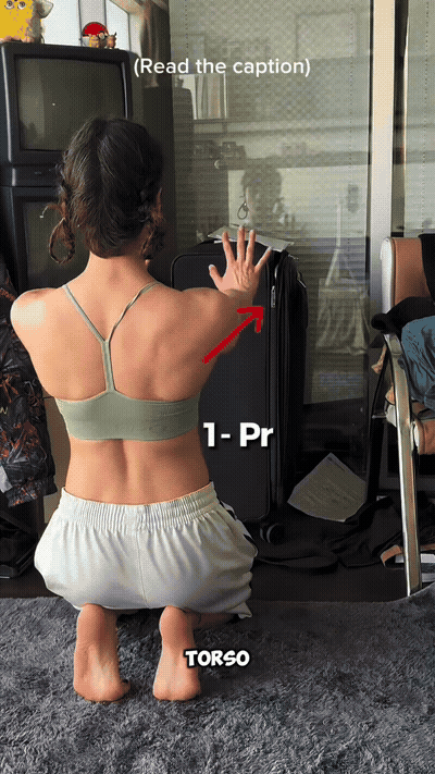 Don't include your torso. Protraction. Move your shoulder blade forwar