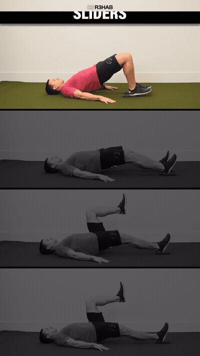 Then add weight over time. Sliders, double leg eccentric, double leg, 