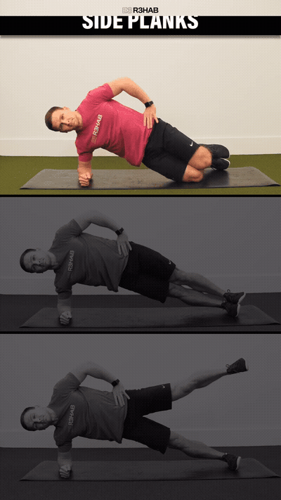 Single leg side planks, short side plank, side plank, side plank hip a