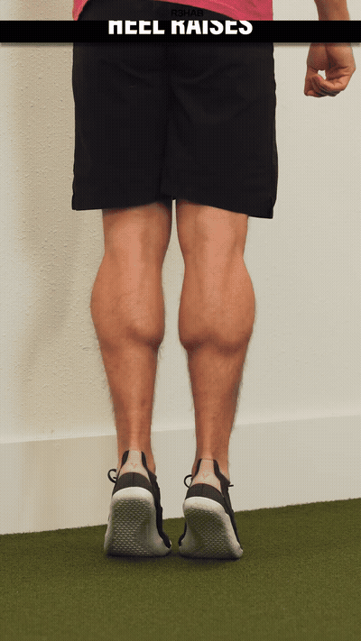 Heel raises, double leg, single leg, deficit single leg, then add weig