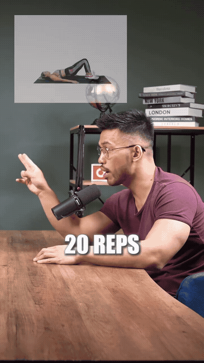 Glute bridge marches, 20 reps each side. This will burn. Third movemen