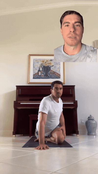 Hip Stretch — Hips Back, Head Forward, Rotate