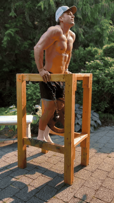 Next, dips. This is going to grow the lower part of your chest and tri