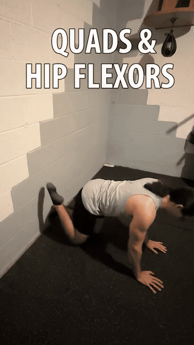 Place your knee and shin against the wall. Raise your torso up, lunge 