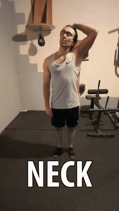 Slowly bend your neck to the side. While doing this, press your should
