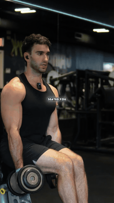 And for the rear delt, seated, you can lean forward and do these bent 
